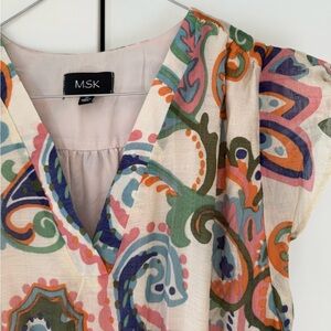 MSK Colorful Paisley V-Neck Maxi Dress - size medium M - NWT